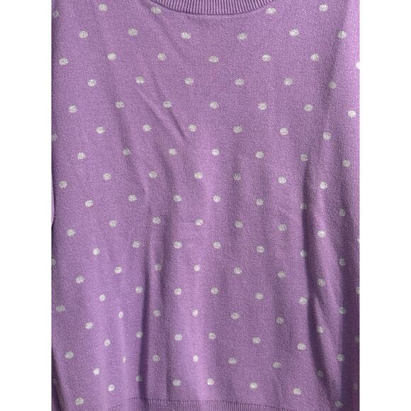 Liz Claiborne Sz XL Cotton Purple And Grey Polka Dot Preppy Old Money Academia - Picture 2 of 7